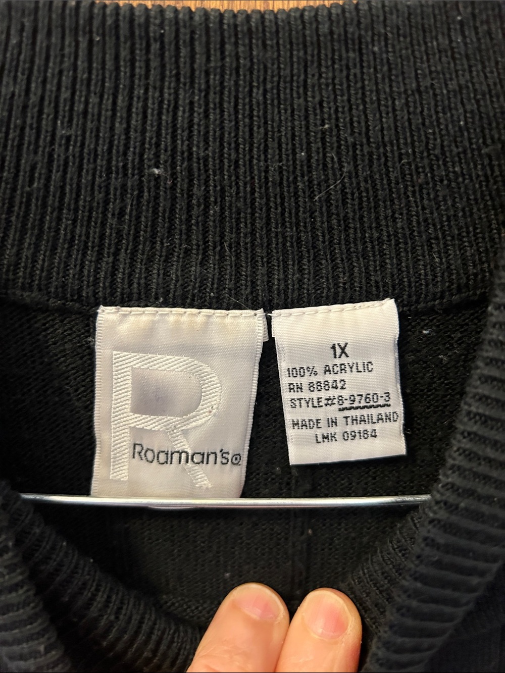 Roaman's Black Ribbed Mock Turtleneck Sweater image 3